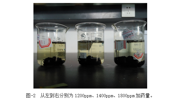圖-2  從左到右分別為1200ppm、1400ppm、1800ppm加藥量