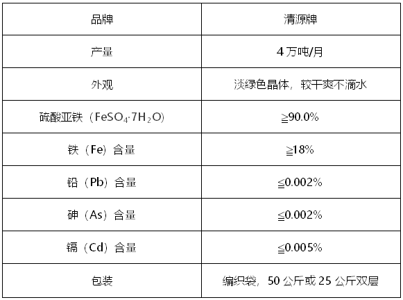 烘干硫酸亞鐵質(zhì)量標準